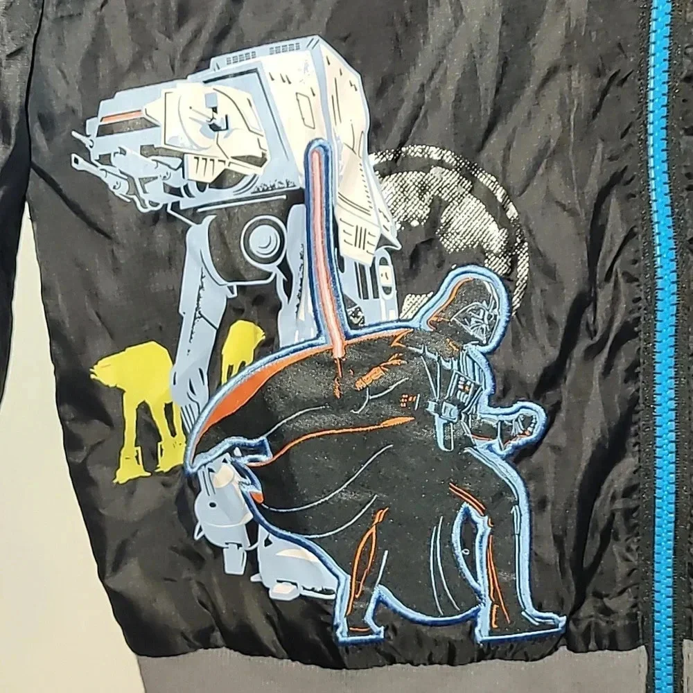 Disney Store Star Wars boys zip-up raincoat Darth Vader embroidery black LOT G